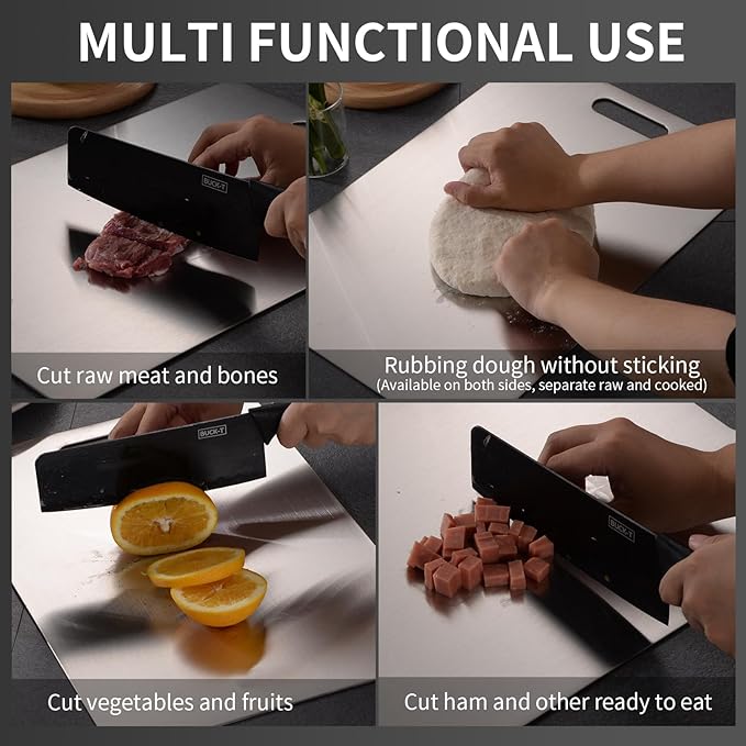 Katori Titanium Cutting Board, 100% Pure Titanium Cutting Boards for Kitchen, Double Sided Non Toxic Cutting Board,Hygiene Durable Chopping Board Suitable for Dishwasher Safe （L)