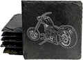Rustic Chopper Motorcycle Slate Coasters Set of 4 – Square – Made in USA