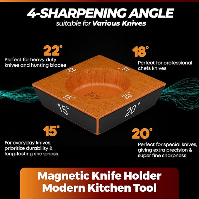UTOPIOX Rolling Knife Sharpener Kit – 4 Angles (15°,18°,20°,22°) – Includes Diamond, Ceramic & Honing Discs with Leather Strop – Ideal for Home Cooks & Professional Chefs