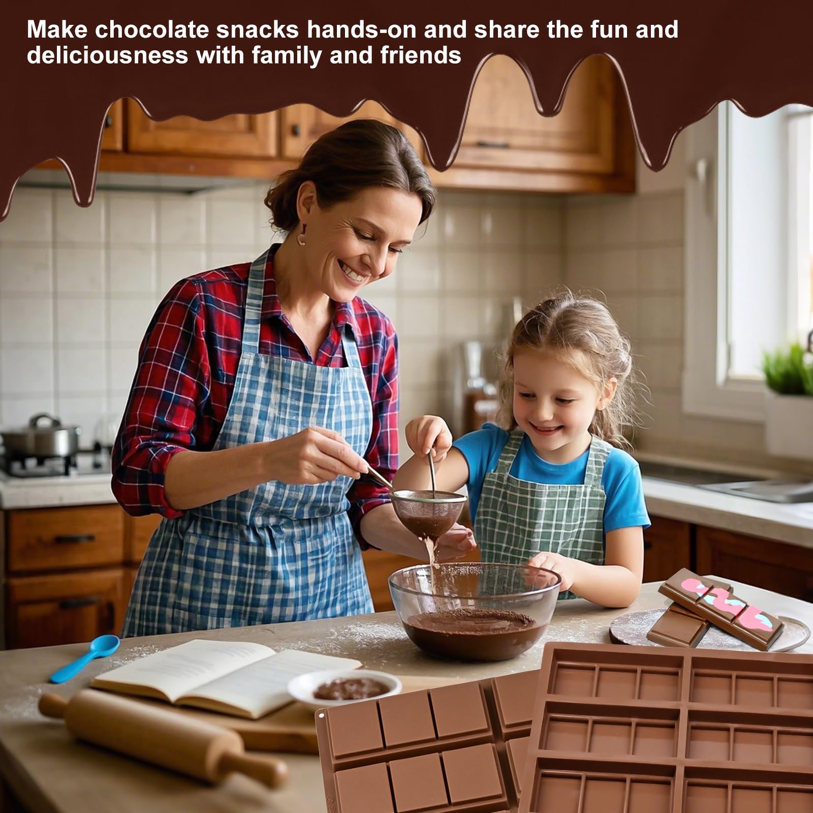 Chocolate Bar Molds for Dubai Pistachio, 2 Pack Square Chocolate Mold