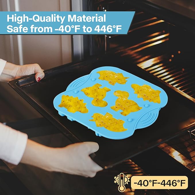 2-Pack Silicone Dinosaur Molds with Lids, Multi-Purpose Jello Molds for Kids, Dinosaur Silicone Mold for Chocolate, Baking & Crafting Tool for Cake, Candy, Jello, Ice Cubes - Blue