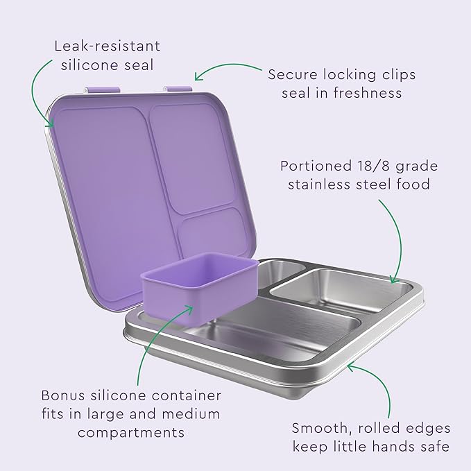 Bentgo Kids Prints Stainless Steel Leak-Resistant 3-Compartment Lunch Box