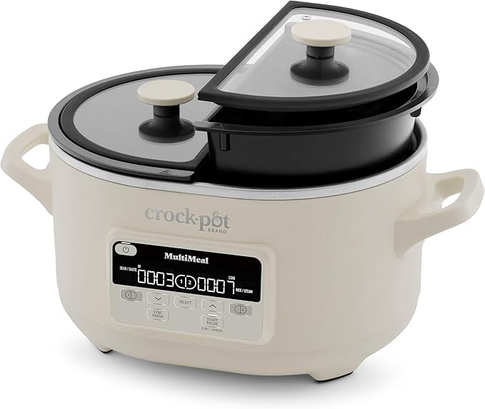 Crock-Pot MultiMeal Multicooker and Programmable Slow Cooker with Bake Function, Create 2 Dishes Simultaneously, Two 3.7qt Nonstick Pots Feed 8+ People, Dishwasher-Safe