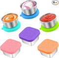 Qukaka 6 PCS Salad Dressing Container to Go,Handy Leakproof Stainless Steel Meal Prep Containers Reusable,Sauce Containers for Lunch Box, Picnics, Travel, Office and Kitchen Storage-1.6oz+2.7oz