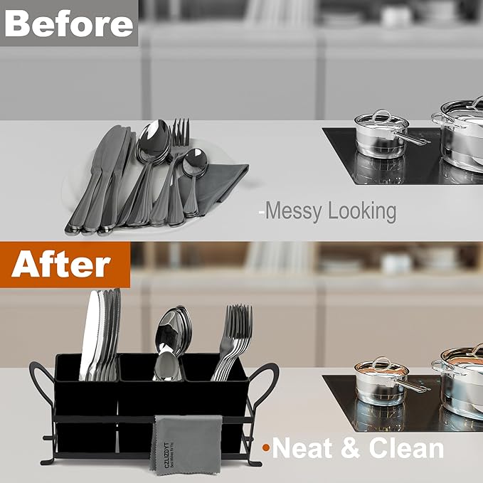Czlizdyt Cutlery Holder with Drain Holes, Dishwasher Safe