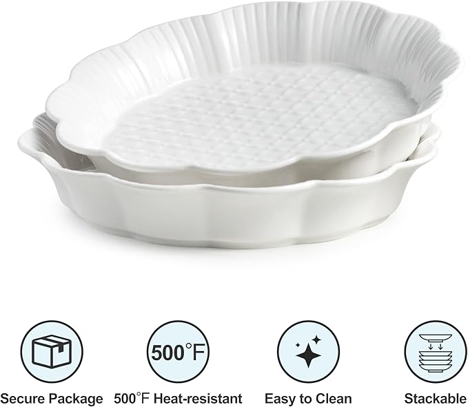 Cormomu Pie Pan for Baking, 9 Inch Ceramic Pie Dish Non-Stick