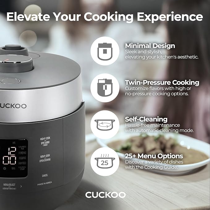 CUCKOO Twin Pressure Rice Cooker, 12-Cup Cooked, Gray, CRP-ST0609FG