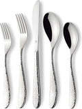DANIALLI Hammered Silverware Set | Premium 18/10 Stainless Steel Flatware Service for 12 | Heavy-Duty & Dishwasher Safe | Built to Last (60-Piece, Marettimo Hammered)