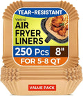 250 Pcs 8" Square Air Fryer Liners Disposable for 5-8QT