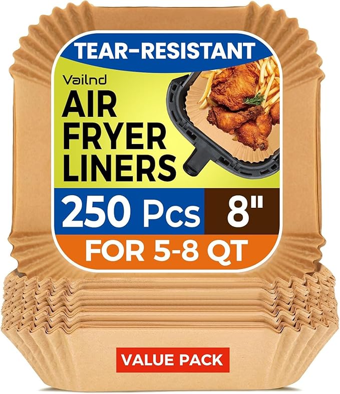250 Pcs 8" Square Air Fryer Liners Disposable for 5-8QT