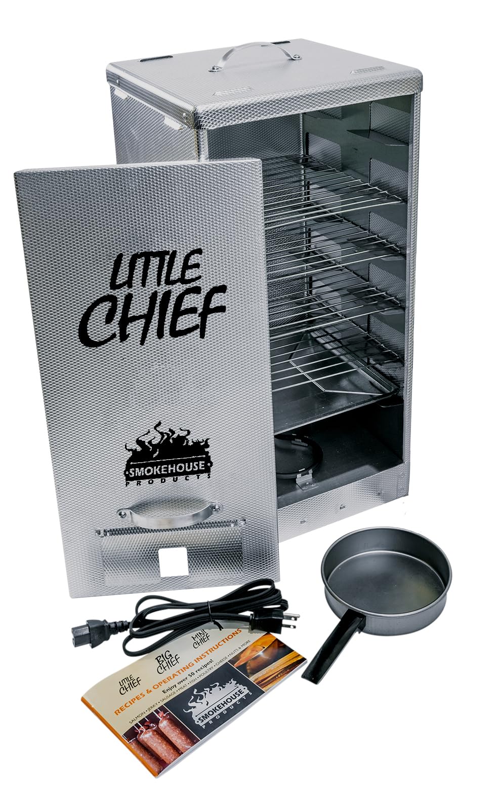 Smokehouse Little Chief Front Load Smoker, Low to Mid Temperature Smoker for Fish, Jerky, Cheese, Sausage & Other meats, Smoke Up to 25 Pounds of Meat & Fish