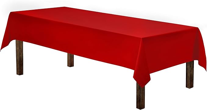 Gee Di Moda Rectangle Tablecloth - 60 x 84 Inch Red Table Cloth for 5 Foot Rectangle Tables - Heavy Duty Washable Fabric - for Holiday Party, Dinner, Weddings, Baby Shower & Events