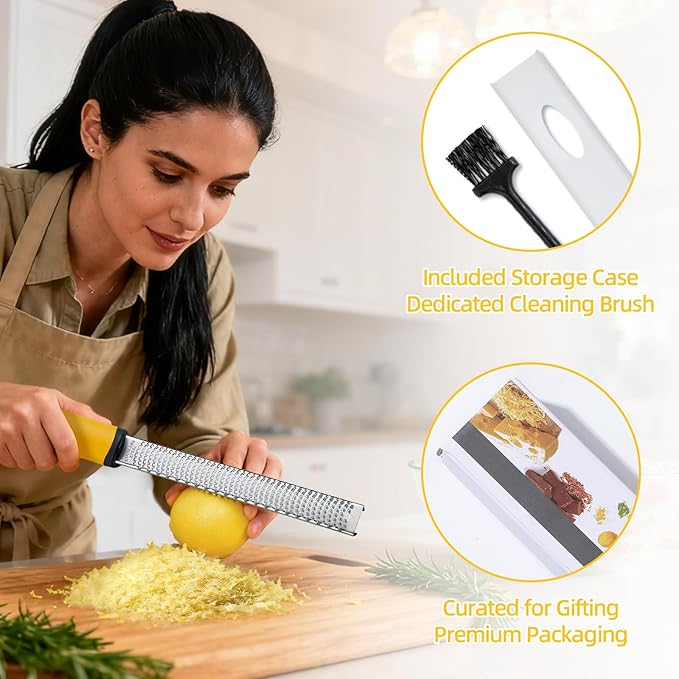 Koythin Yellow Handle Citrus Zester Cheese Shredder Grater