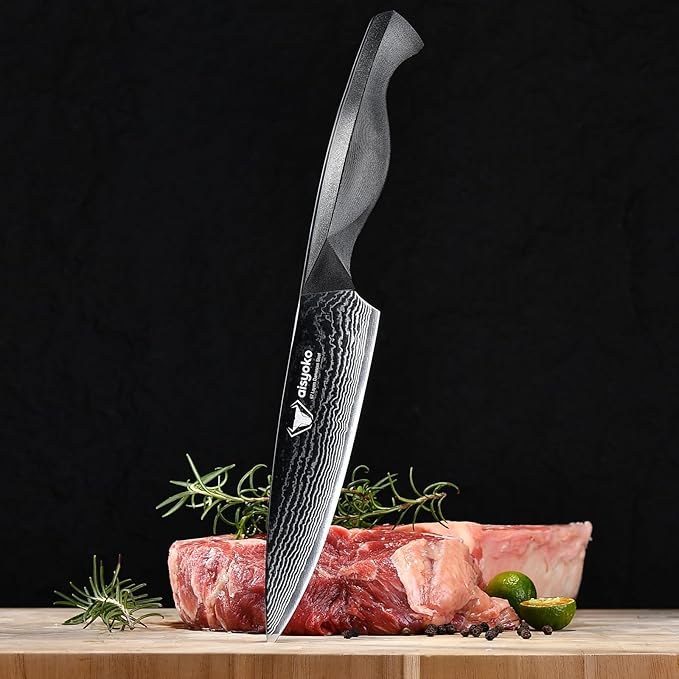 aisyoko Professional Chef Knife 6.5" Damascus Kitchen Knife 8C High carbon stainless steel Super sharp,Full Tang ABS Anti-Skid Handle utility knife Japanese Cooking Knife with Luxury Gift Box
