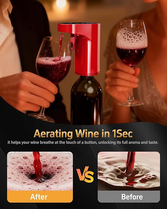 5 in 1 Wine Aerator Whiskey Dispenser,Liquor Decanter, Alcohol Pourer-Red