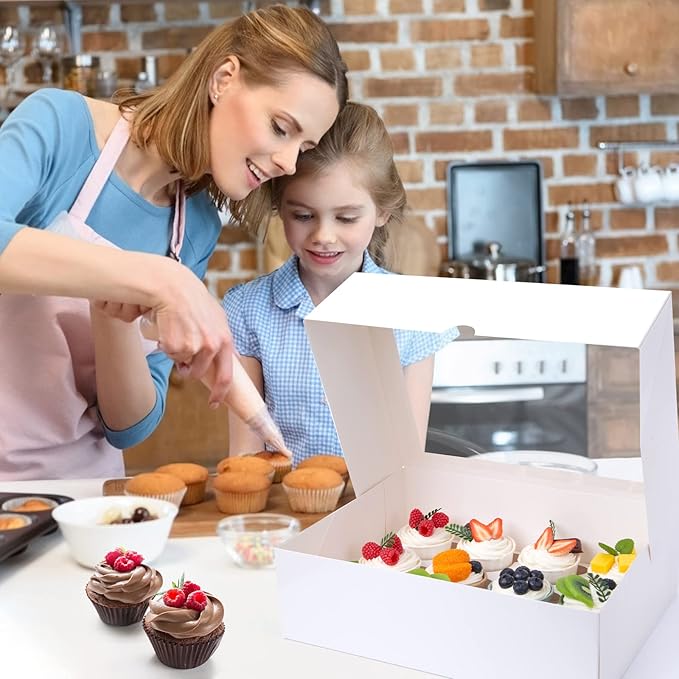 VGOODALL 12 Count Cupcake Boxes, 6 PCS Cupcake Container with Window