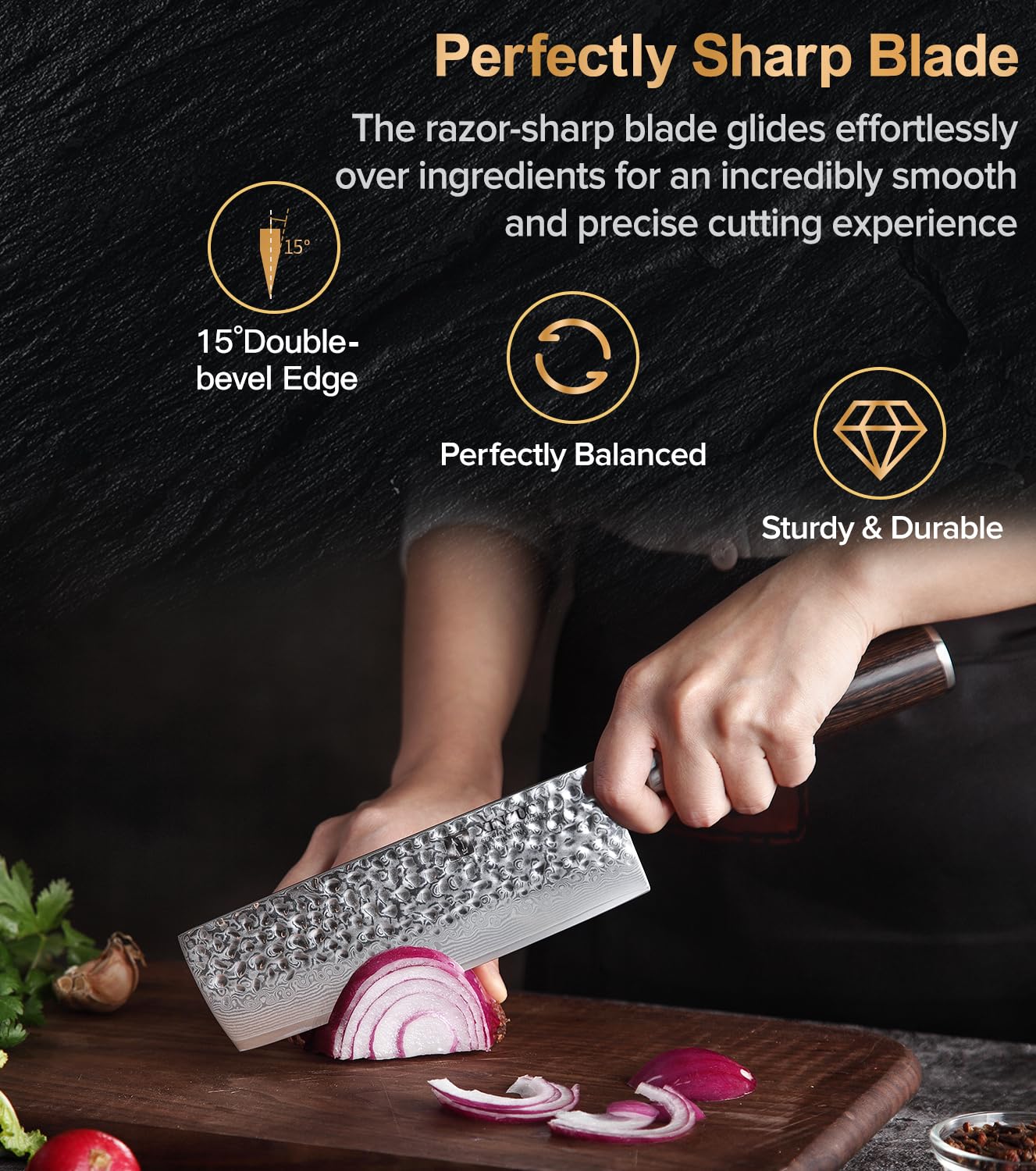XINZUO Damascus 7-Piece Kitchen Chef Knife Block Set,Professional Sharp Cutting Knife Set with Block,Pakkawood Handle,Chef Gift Box