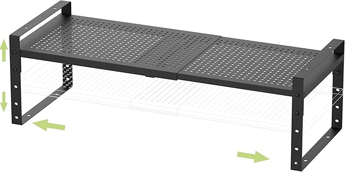 Jojocross Expandable Stackable Aadjustable Shoe Rack Pantry Shelf for Kitchen Cabinets Counter Shelves Countertop Cupboard Storage Solution,Sturdy Heavy-Duty Metal Construction(1Pack/Black/Large)