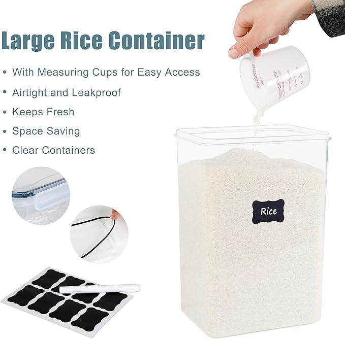 FOOYOO 2 PC Flour Sugar Storage Containers (9.5L | 321 Oz) Extra Large Food Storage Containers with Lids - Airtight Leakproof BPA FREE Flour Container for Rice, Cereal, Sugar