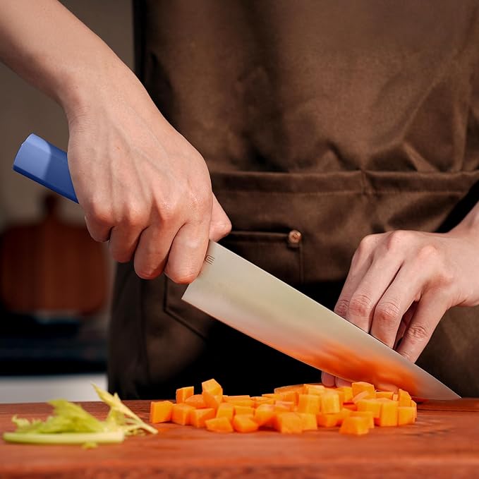 Butterfork 8 Inch Chef Knife, AR-RPM9 Steel & Ergonomic Handle Cooking Knife, Ultra Sharp Professional Kitchen Knife with Oak Sheath, Gift for Home Chefs