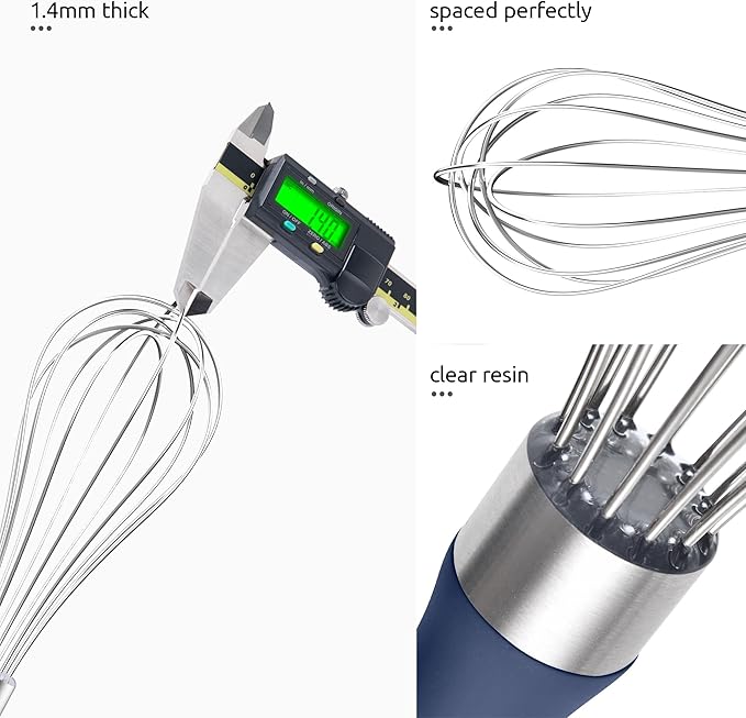 U-Taste Wire Whisk for Cooking, 18/10 Stainless Steel Wisk, S/Midnight Blue