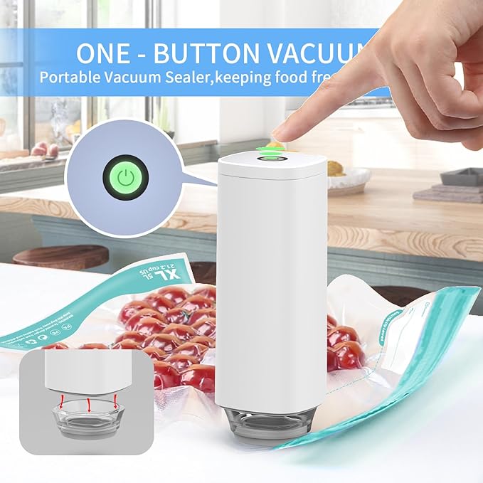 CABIBOX Compact Vacuum Sealer Machine, Automatic Food Vacuum Pump, Portable Vacuum Sealer Machine for Food Storage and Preservation