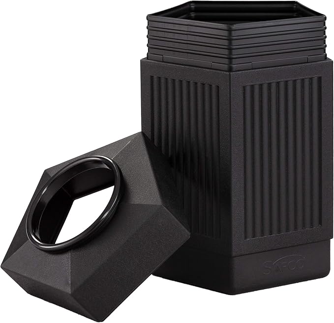 Safco Canmeleon Indoor Outdoor Trash Can, Pentagon, Open Top, 30 Gallon, Black 30