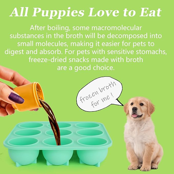 9Cavities Silicone Dog Treat Mold for Woof Pupsicle & Power Chewer Pupsicle, Frozen Dog Treat Molds for Making Refill Treats 10-25lbs (Small)