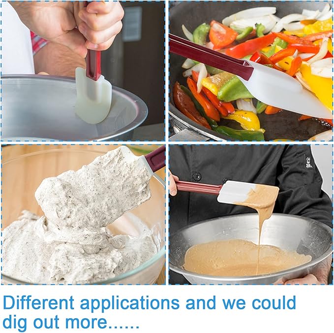 Heat Resistant Silicone Scraper Spoonula Commercial Rubber Spatula, 16.5IN