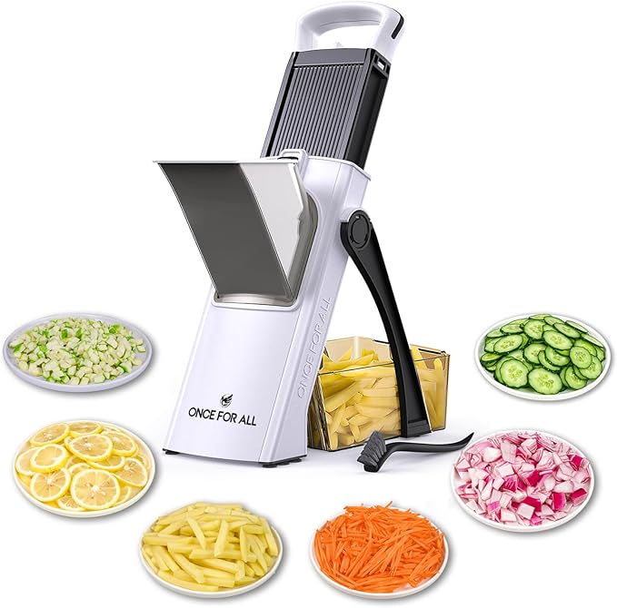 ONCE FOR ALL Safe Mandoline Slicer Plus, Bigger Size, Potato Slicer, Black