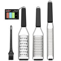 Cambom Lemon Zester Grater Three-piece Suit - Heavy Duty Kitchen Tool for Parmesan Cheese, Ginger, Garlic, Nutmeg, Chocolate, Vegetables，Fruits，Stainless Steel Grater Dishwasher Safe Black