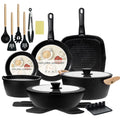 BECIGAR 23pcs Ceramic Pots and Pans Set, Nonstick Detachable Handle Cookware, Induction Kitchen Cooking Set with Removable Handle,include Frying Pans & Saucepans Oven Safe (Black)