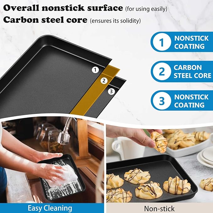 P&P CHEF Baking Cookie Sheet Pan, Carbon Steel Oven Tray, 9 Inch & 1PC