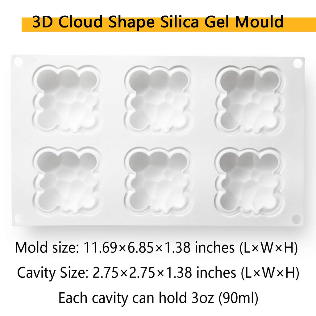 OCPO Kitchen Cloud Silicone Mold for Baking Mousse Cake, 6 Cavities