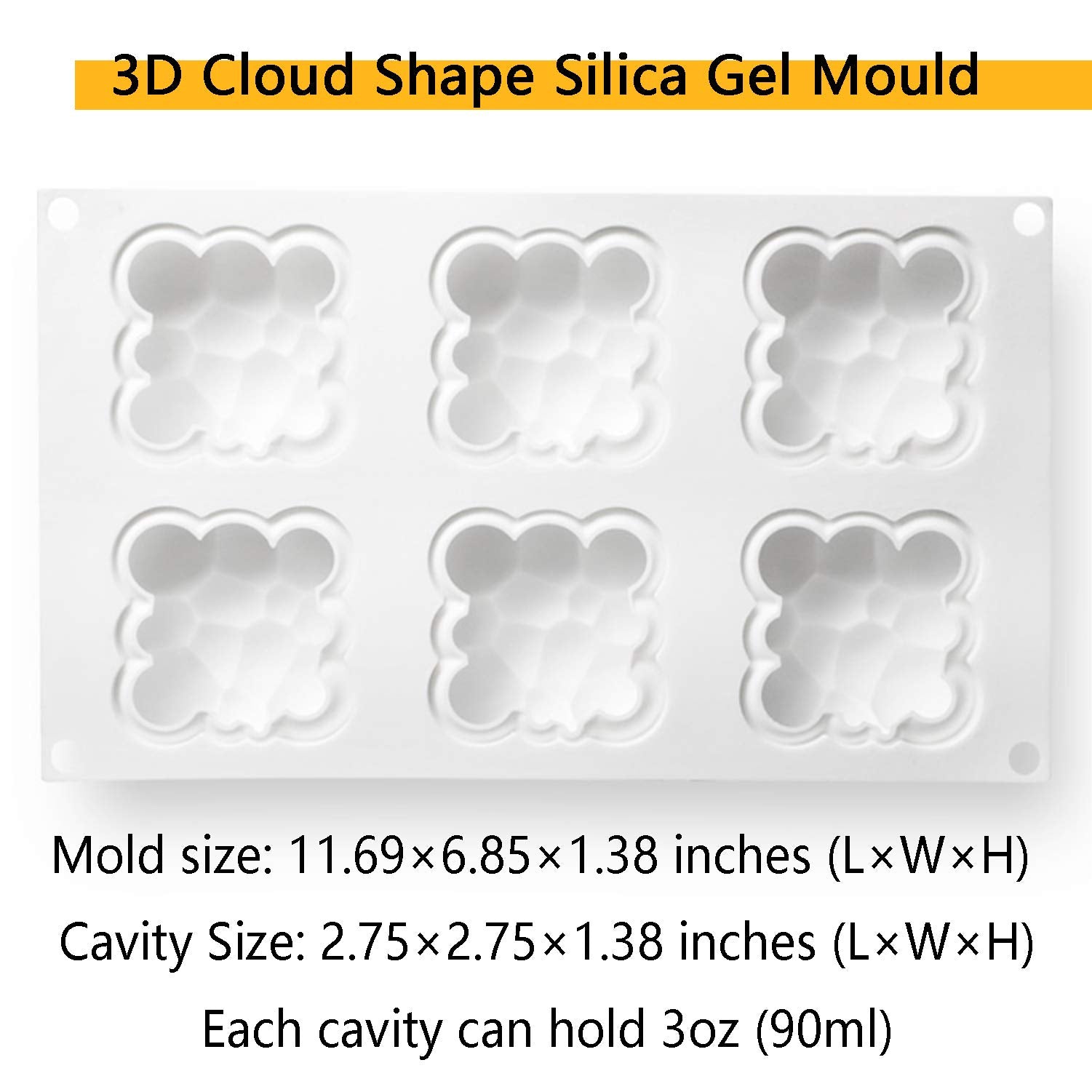 OCPO Kitchen Cloud Silicone Mold for Baking Mousse Cake, 6 Cavities