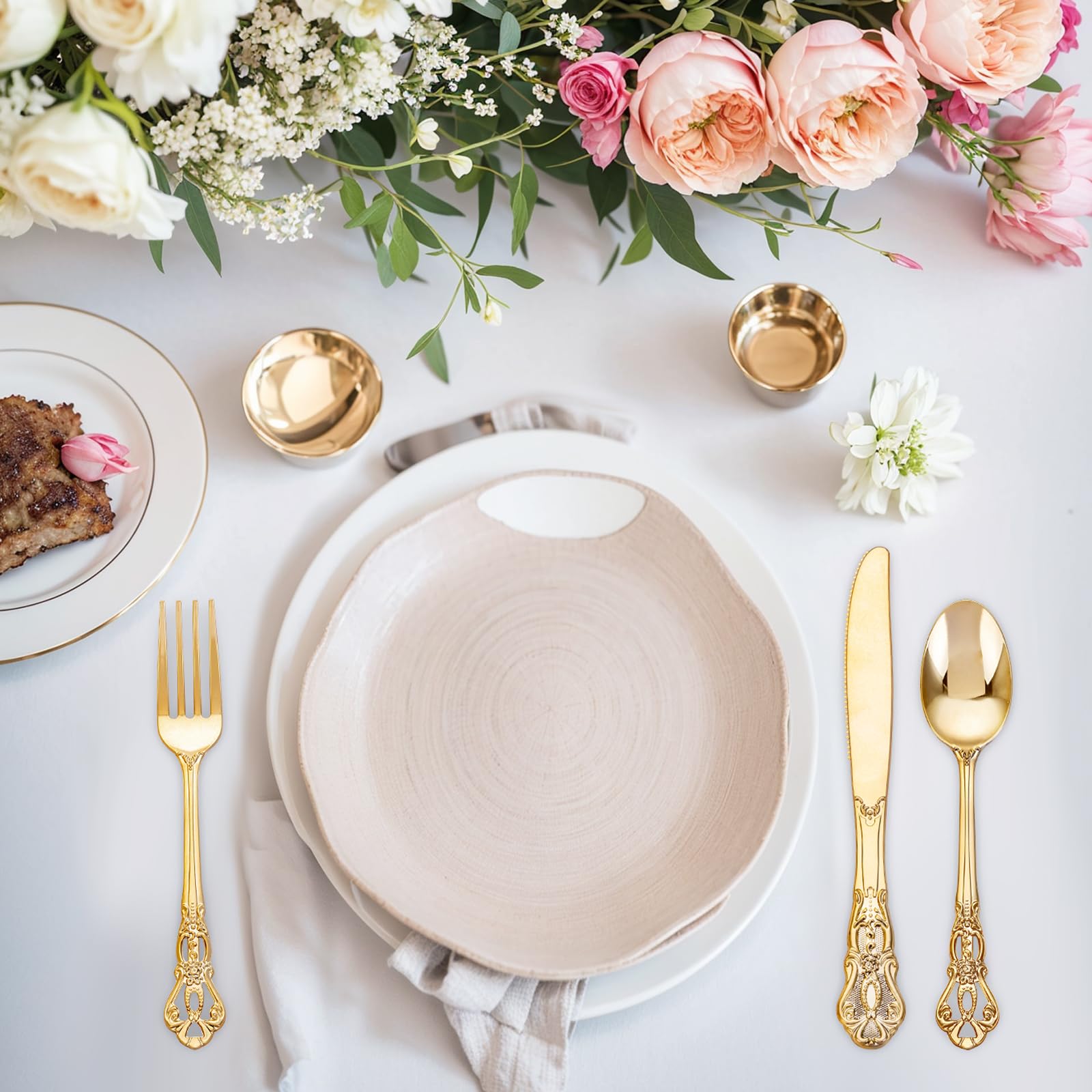 Joyido 40PCS Gold Plastic Silverware - Elegant Cutlery Disposable for Party