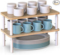 WELL WENG Bamboo Cabinet Organizer Shelf 2 Pack, Height Adjustable