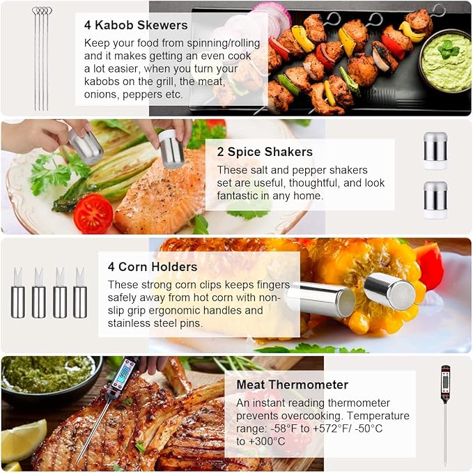 Luyata 39PCS Griddle Accessorie Kits, Outdoor Grilling Tools for Blackstone and Camp Chef, Stainless Steel BBQ Accessorie Grill Spatula Set With Basting Cover Chopper, Scraper, Bottle, Tongs, Egg Mold