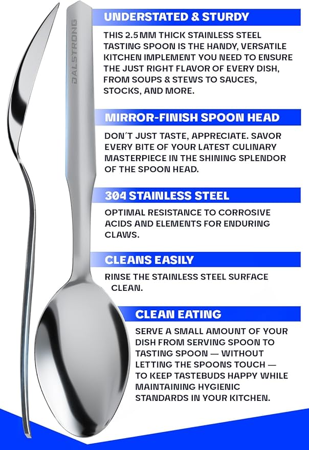 DALSTRONG Professional Sauce & Plating Chef Spoon - 304 Stainless Steel - 1.4 TBSP - 9.5" Length - Silver - Metal Serving Spoon - Cooking Kitchen Utensils - Satin Finish Handle for Grip - Chef Knife