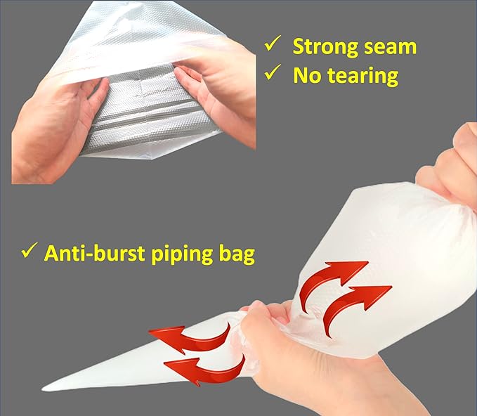 ANEWONDER 18 Inch Large Piping Bags Disposable Pastry Bags 100 Pack Thick Plastic Anti-Burst Icing Piping Bags For Frosting Decorating Cake Cupcake Cookie (18 Inch-100 Pack)