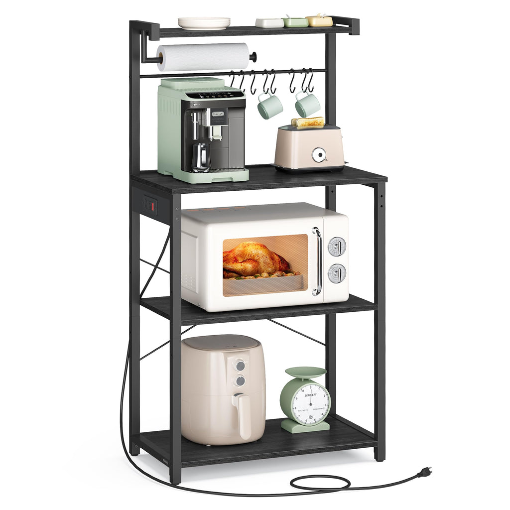 VASAGLE 4-Tier Kitchen Bakers Rack with Power Outlet, 23.6-Inch Wide