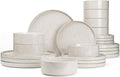 Famiware Nebula 24-Piece Stoneware Dinnerware Set, Creamy White