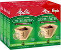 Melitta #4 Unbleached Coffee Filters, Premium, Natural Brown, Flavor Enhancing Coffee Filters for 8-12 Cup Coffee Makers, Kosher Certified, Compostable, 100 Count (Pack of 6)