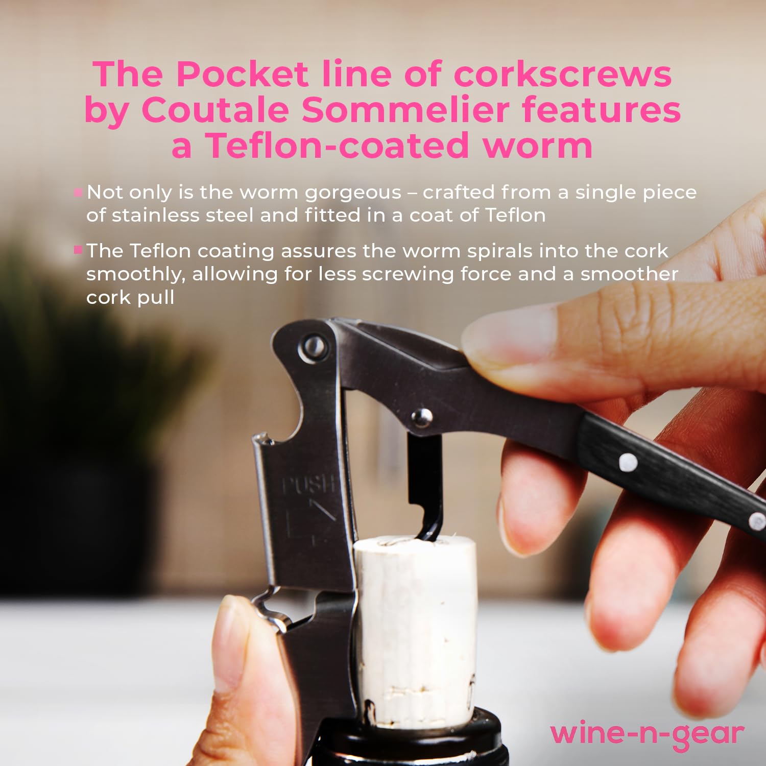 Pocket Prestige Waiters Corkscrew By Coutale Sommelier - Blackwood - French Patented Spring-Loaded Double Lever Wine Bottle Opener for Bartenders and Gifts - Sharp Micro-Serrated Knife
