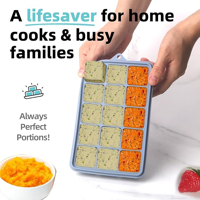 2 Tbsp Silicone Freezer Molds - Perfect for Storing Garlic, Herbs, Ginger, Pesto, Tomato Paste, Lemon Juice, Purees and More - Silicone Food Freezer Tray (Multicolor 6 Pack)