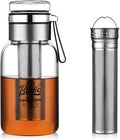 Bincoo Glass Cold Brew Coffee Maker with Extended Fine Mesh Filter, Tea Infuser Bottle Iced Coffee Maker with Thick Borosilicate Glass (750ml/24oz)