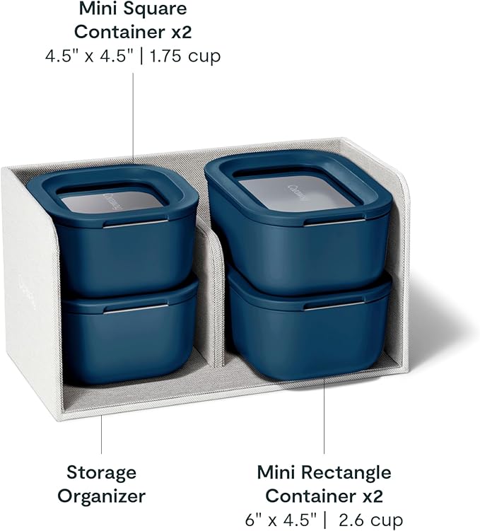Caraway Mini Food Storage 9-Piece Set, Glass Storage Containers for Food