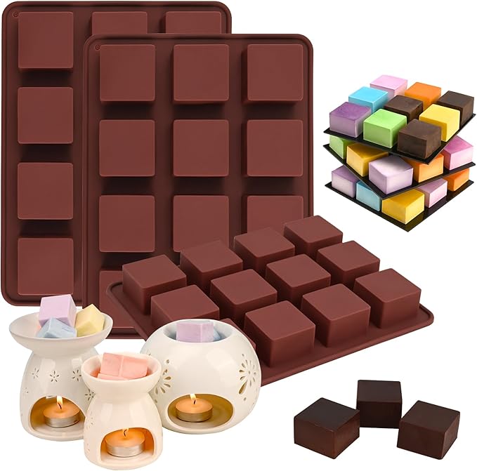 Wax Melts Molds Silicone, 3 Pcs 12-Cavities Chocolate Molds