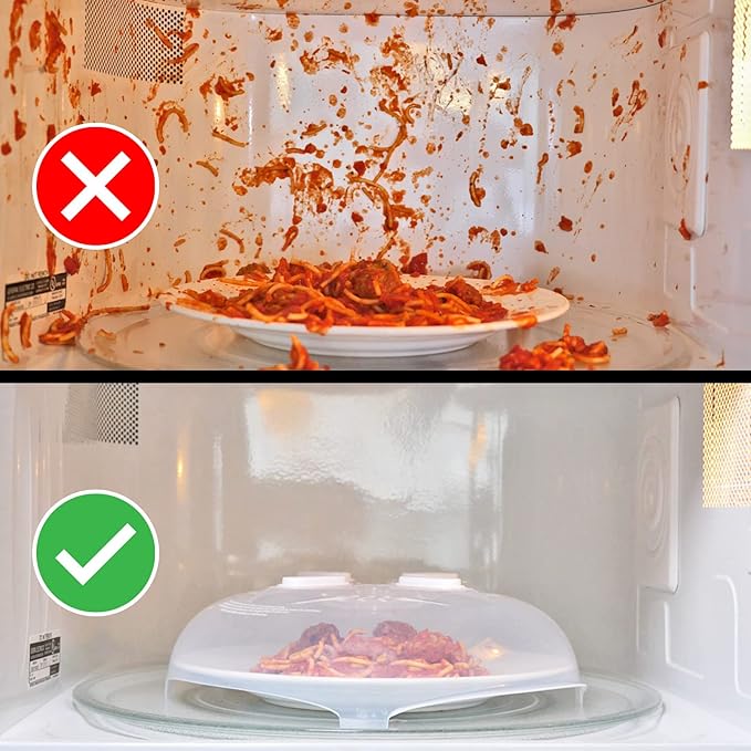 HOVER COVER Magnetic Microwave Splatter Cover for Food - 12" - Ivory White