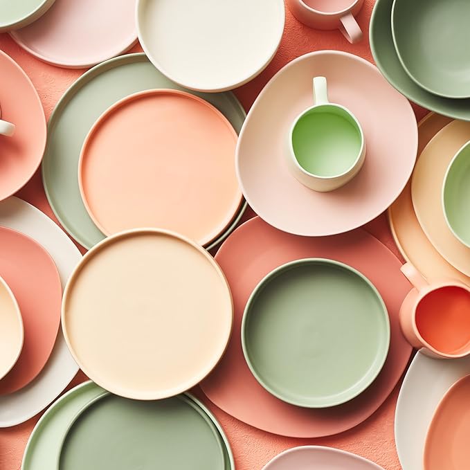 Stone Lain Stella Dinner Plate 6-Piece Set, Round, Porcelain, Blush